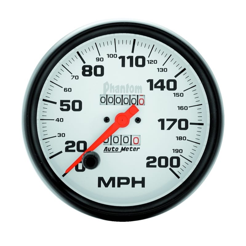 AutoMeter — GAUGE, SPEEDOMETER, 5", 200MPH, MECHANICAL, PHANTOM