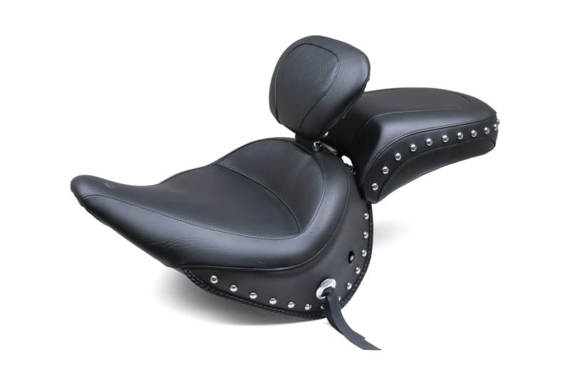 Mustang Motorcycle — Mustang 05-17 Harley Deluxe(w/ Standard Rack) Wide Touring Solo Seat w/DBR Studs - Black