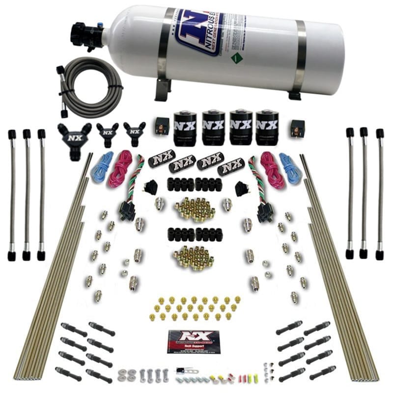 Nitrous Express — 8 CYL DRY DIRECT PORT, DUAL STAGE, 4 SOLENOIDS, (200-600HP) WITH 15LB BOTTLE
Nitrous Oxide Injection System Kit