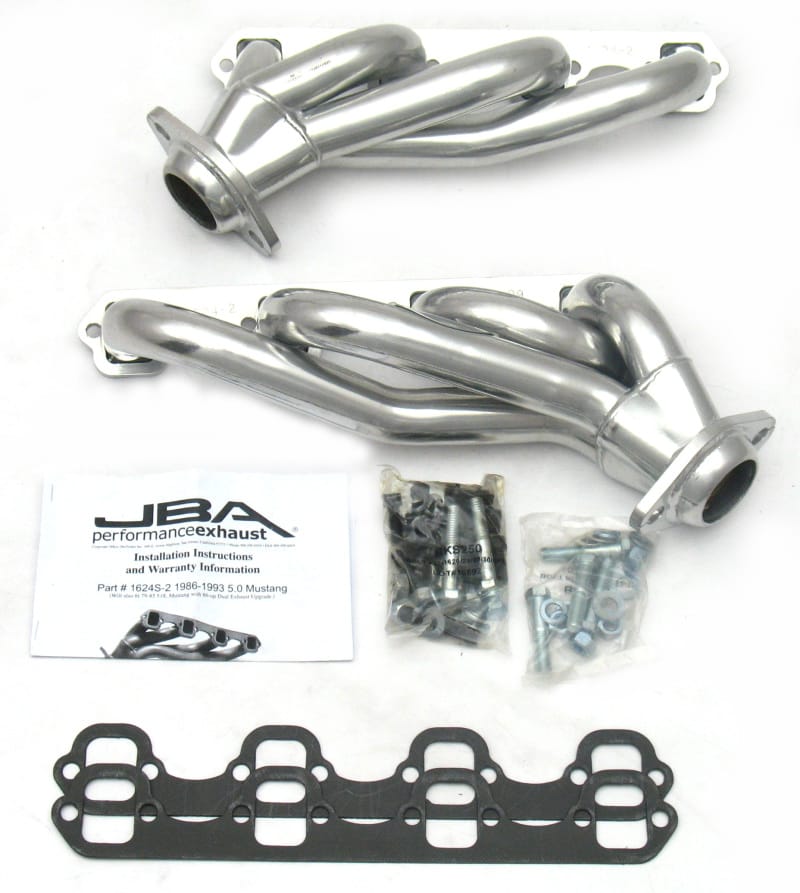 JBA — JBA 86-93 Ford Mustang 5.0L SBF 1-5/8in Primary Silver Ctd Cat4Ward Header
Exhaust Header
