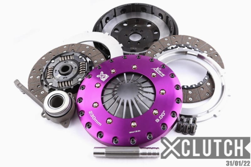 XCLUTCH — Clutch Kit Inc Chromoly Flywheel + HRB; 9" Twin Sprung Organic Clutch Discs