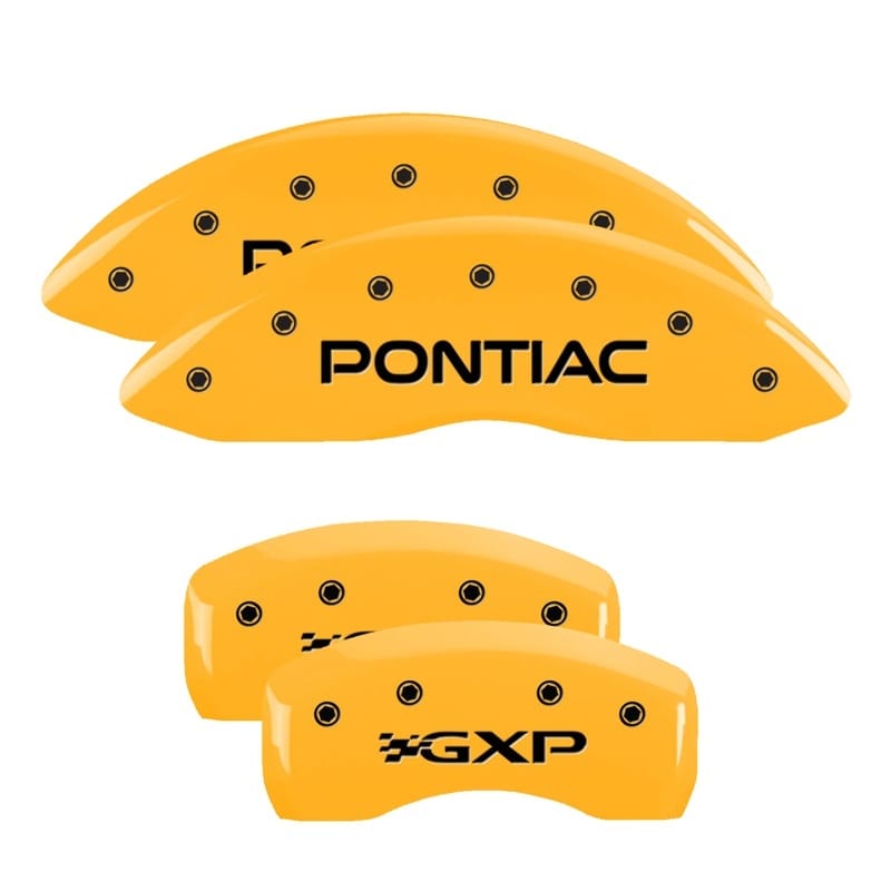 MGP — Set of 4 caliper covers, Engraved Front: Pontiac - Engraved Rear: GXP, Yellow po