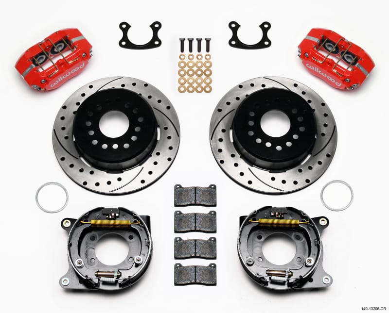 Wilwood — KIT,REAR,DISC/DRUM,DP-DB,SMALL FORD 2.50 OFF,1PC .81 ROTOR,DRILLED,RED