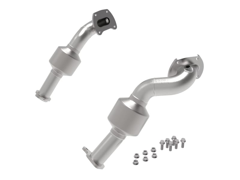 aFe — Twisted Steel Downpipe 2-1/2 to 2-1/4 IN 409 Stainless Steel w/ Cat