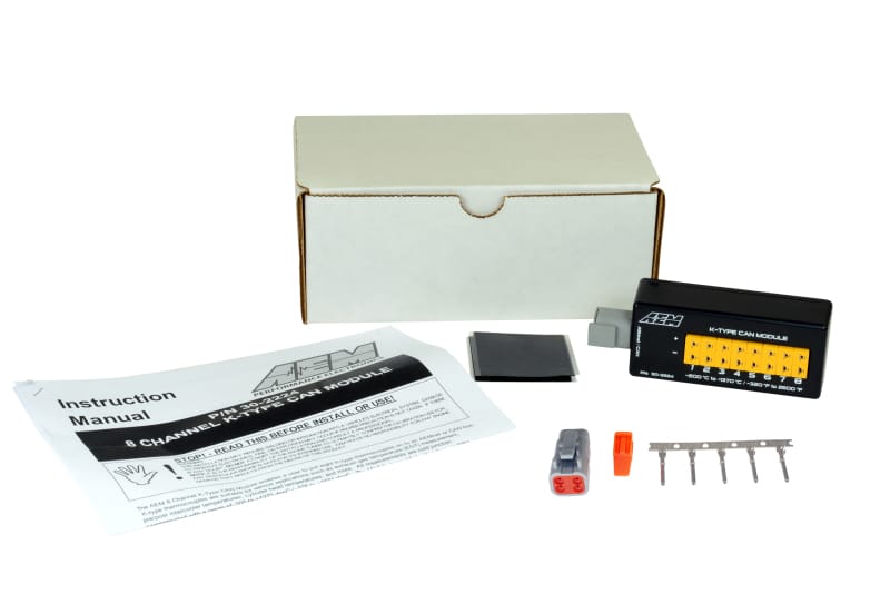 AEM — 8-Chan K-Type Thermocouple EGT/Temperature Sensor Module w/ CANbus
connectivity
AEM 8 Channel CAN EGT Module