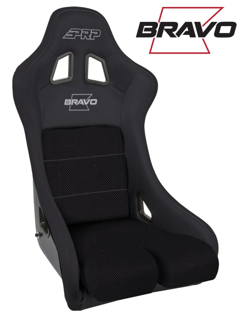PRP Seats — PRP Bravo Composite Seat- Black (PRP Silver Outline/Bravo Silver- Black Stitching)