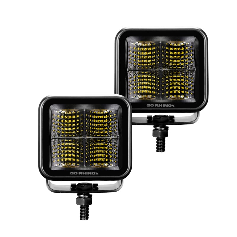 Go Rhino — Blackout Series - CUBEIT 2x2 LED Cube Flood Lights, Pair