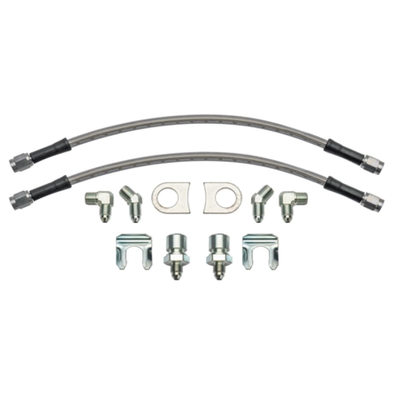 Wilwood — Wilwood 12in Length -3 to 3/8-24 IF 1/8-27 NPT 90 Degree Flexline Kit w/ Weld-On Bracket Tabs