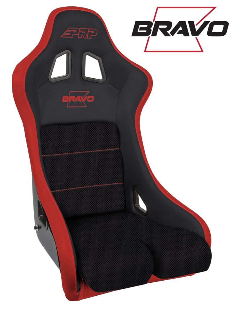 PRP Seats — PRP Bravo Composite Seat- Black/Red (PRP Red Outline/Bravo Red- Red Stitching)