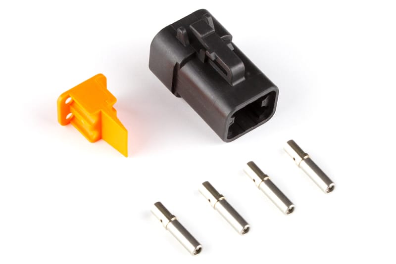 Haltech — Plug and pins only - Male Deutsch DTP-06-4S - Black connector (25Amp)