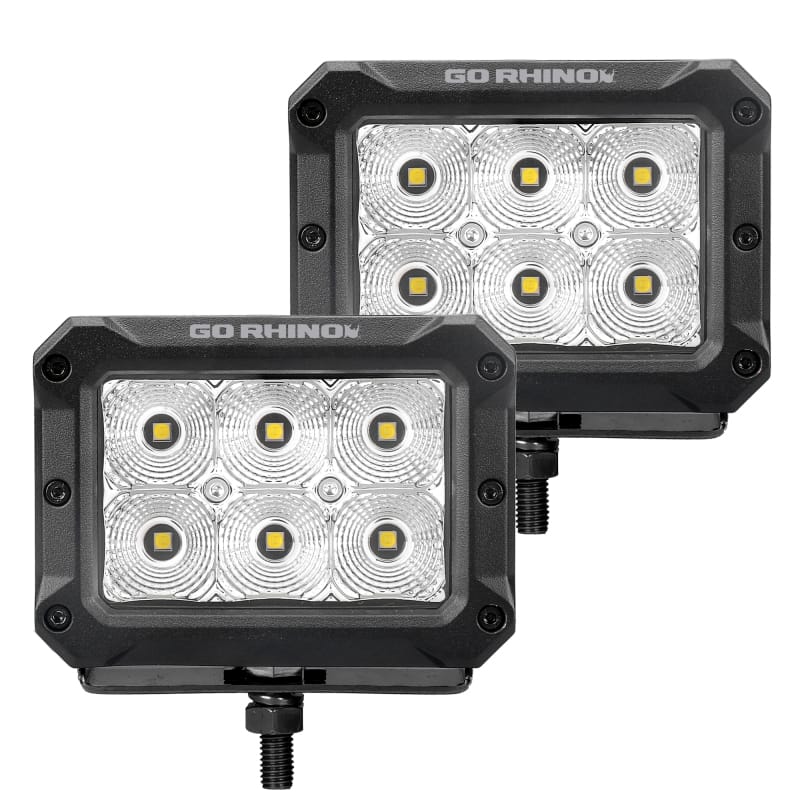 Go Rhino — Bright Series - 4x3 Rectangular LED Flood Lights, Pair