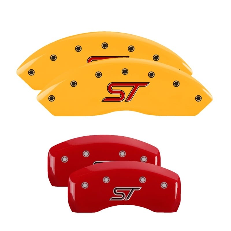 MGP — Set of 4 caliper covers, Engraved Front and Rear: ST, Red powder coat finish, si