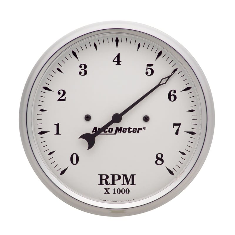 AutoMeter — GAUGE, TACHOMETER, 5", 8K RPM, IN-DASH, OLD TYME WHITE
