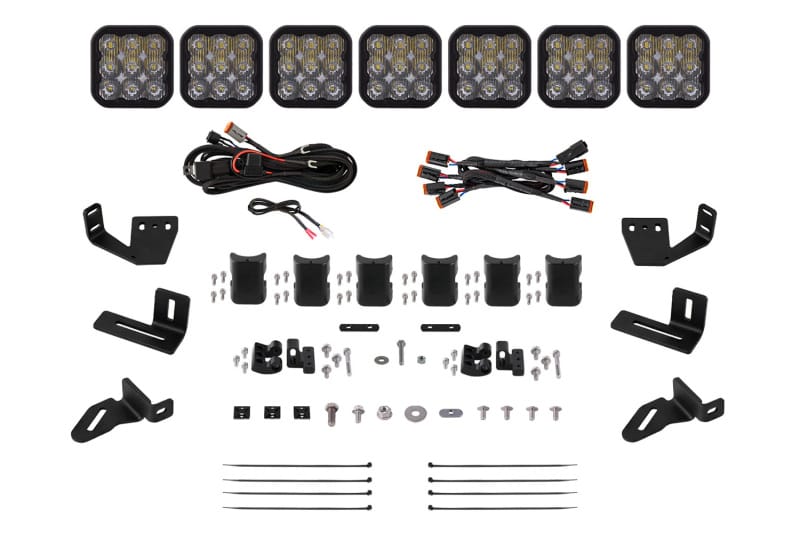 Diode Dynamics — Diode Dynamics Prinsu/Sherpa Roof Racks- SS5 7-Pod CrossLink Mounting Kit Sport White Driving