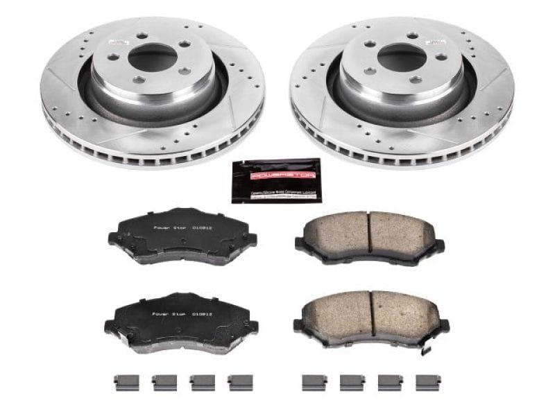 PowerStop — Z23 Daily Driver Carbon-Fiber Ceramic Brake Pad and Drilled & Slotted Rotor Kit