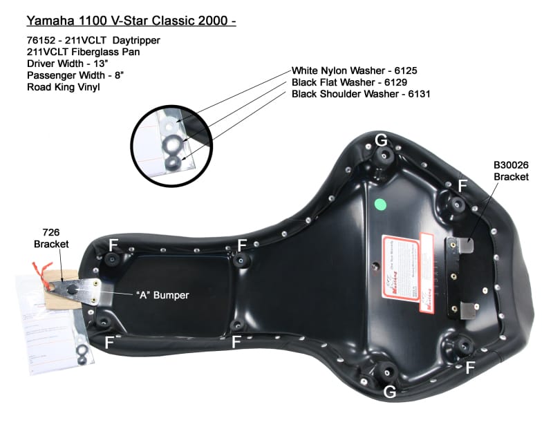 Mustang Motorcycle — Mustang V-Star 1100 Daytripper 1PC Seat - Black