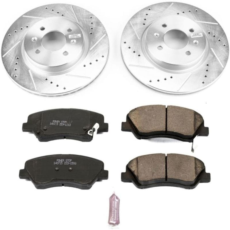 PowerStop — Z23 Daily Driver Carbon-Fiber Ceramic Brake Pad and Drilled & Slotted Rotor Kit