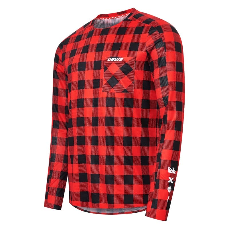 USWE — USWE Flannel Long Sleeve Lightweight Off-Road Jersey Flame Red - 2XL