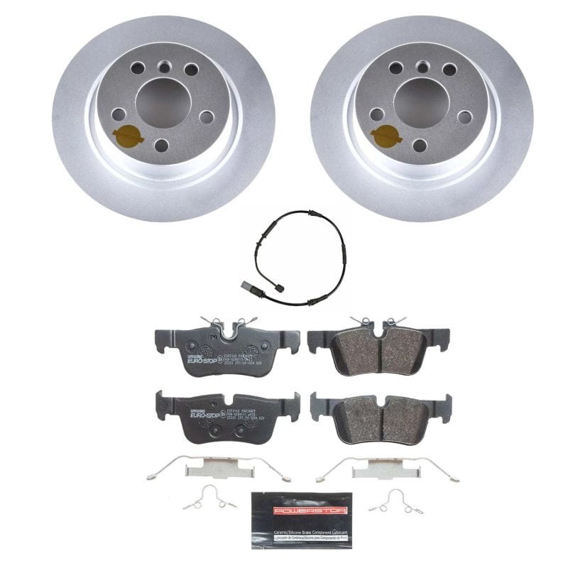 PowerStop — Genuine Geomet Coated Rotors, ECE-R90 Brake Pads + Hardware Kit