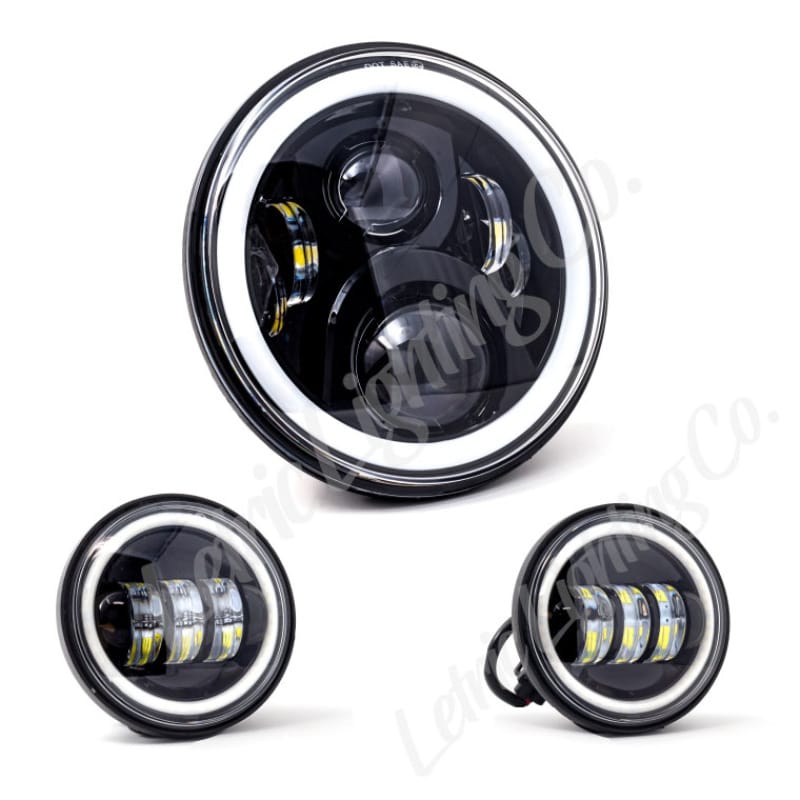 Letric Lighting — 7" Headlight and Passing Lamp Kit, Black
