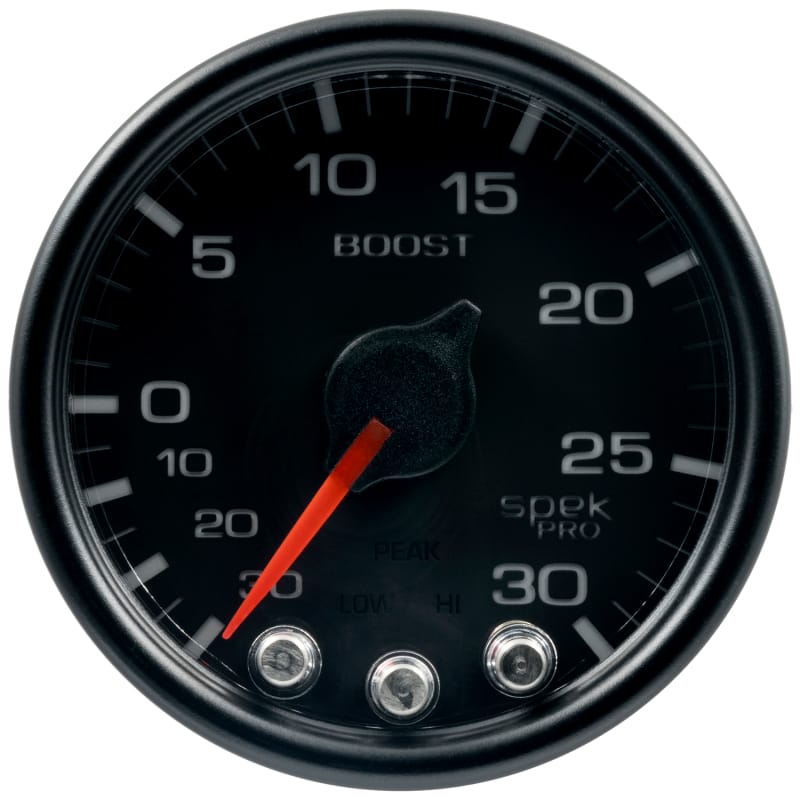 AutoMeter — GAUGE, VAC/BOOST, 2 1/16", 30INHG-30PSI, STEPPER MOTOR W/PK & WRN, BLK/BLK, SPEK