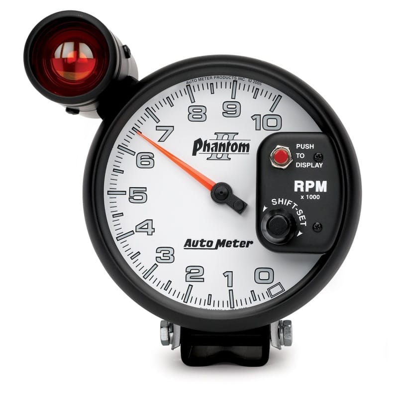 AutoMeter — GAUGE, TACHOMETER, 5", 10K RPM, PEDESTAL W/ EXT. SHIFT-LITE, PHANTOM II