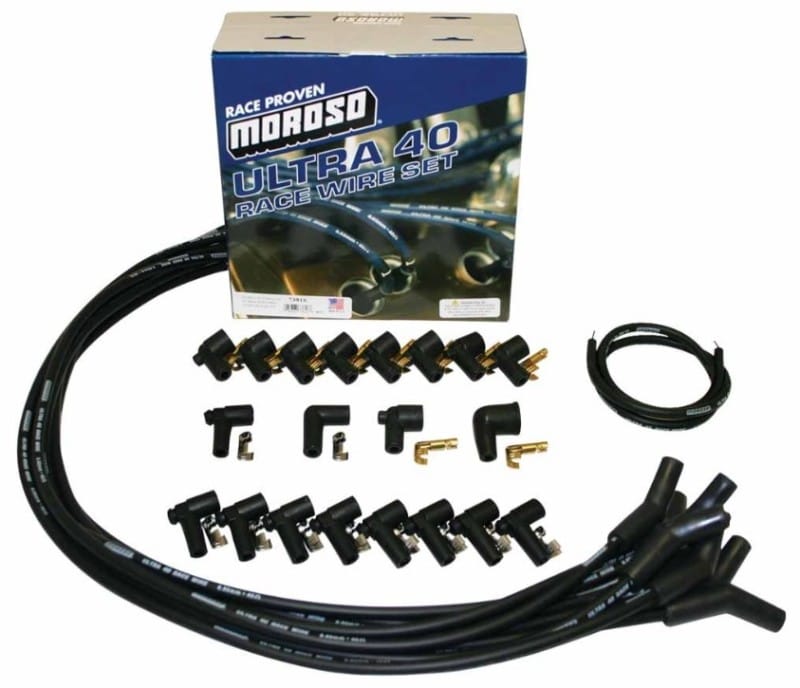 Moroso — Moroso Universal Ignition Wire Set - Ultra 40 - Unsleeved - 135 Degree - Black