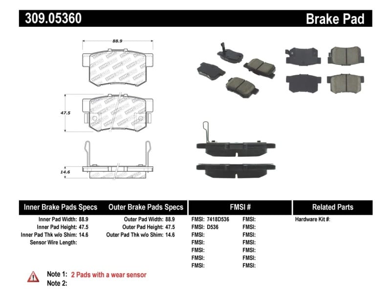 Stoptech — StopTech Sport Brake Pads with Shims and Hardware
