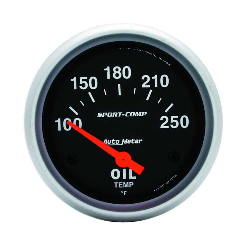 AutoMeter — GAUGE, OIL TEMP, 2 5/8", 100-250?F, ELECTRIC, SPORT-COMP