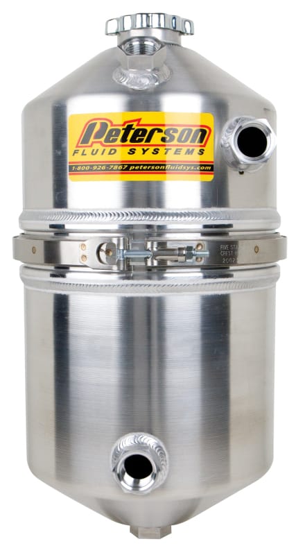 Peterson Fluid Systems — 4 Gallon Oil Tank -12 AN Scavenge Inlet, -12 AN Oil Pickup Fitting