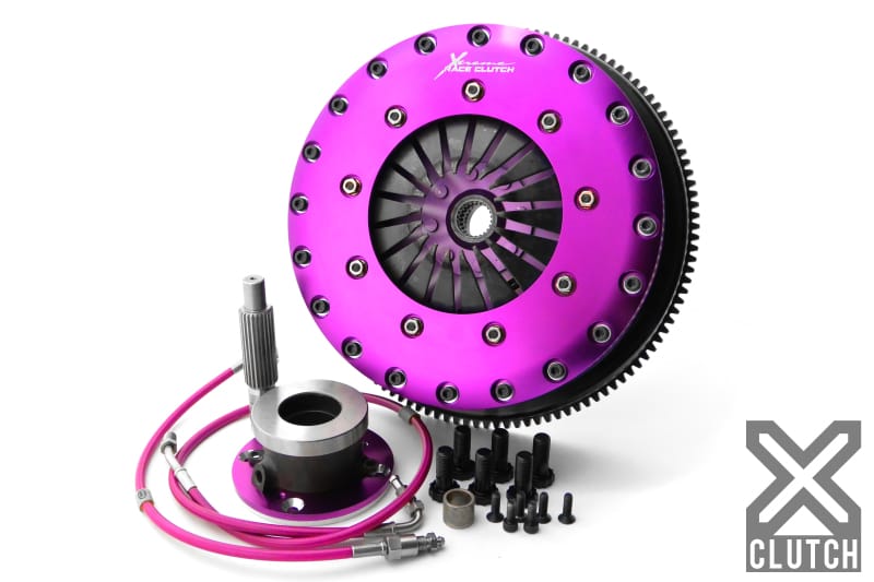 XCLUTCH — Clutch Kit Inc Chromoly Flywheel + HRB; 9" Twin Solid Organic Clutch Discs