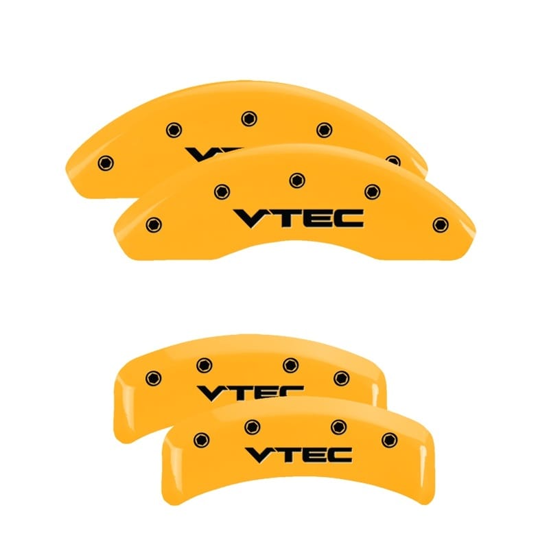 MGP — Set of 4 caliper covers, Engraved Front and Rear: Vtech, Yellow powder coat fini