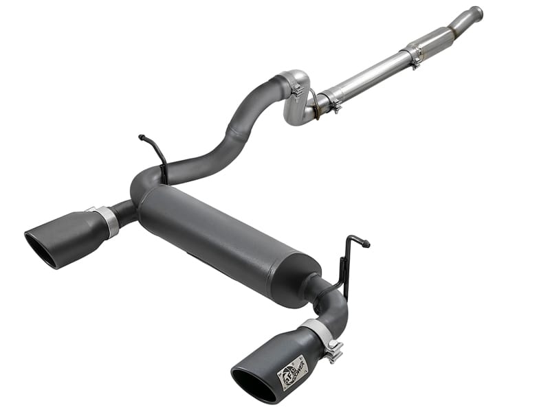 aFe — Rebel Series 3 IN to 2-1/2 IN 409 Stainless Steel Cat-Back Exhaust w/ Black Ti
