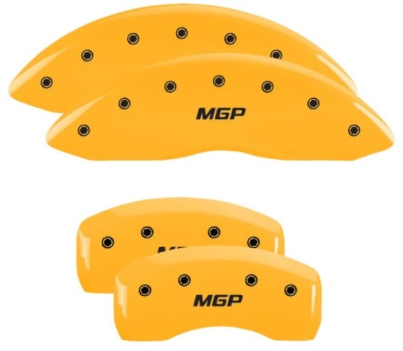 MGP — Set of 4 caliper covers, Engraved Front and Rear: MGP, Yellow powder coat finish