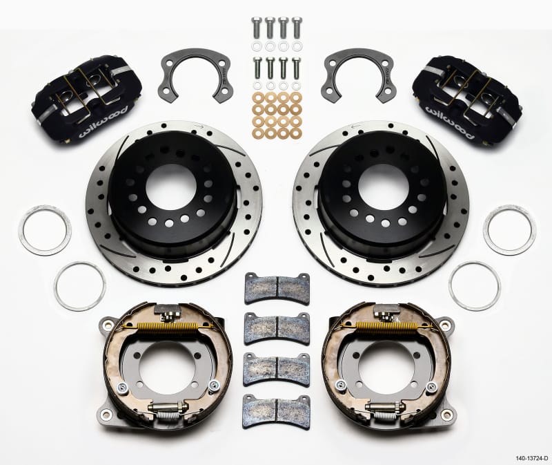Wilwood — KIT,REAR,DISC/DRUM,FORD 8.8 SPECIAL,3.15 BRNG,2.50 OFF,1PC,SRP,BLACK PWD CT