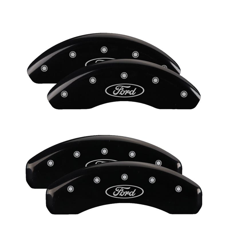 MGP — Set of 4 caliper covers, Engraved Front and Rear: Oval logo/Ford, Black powder c