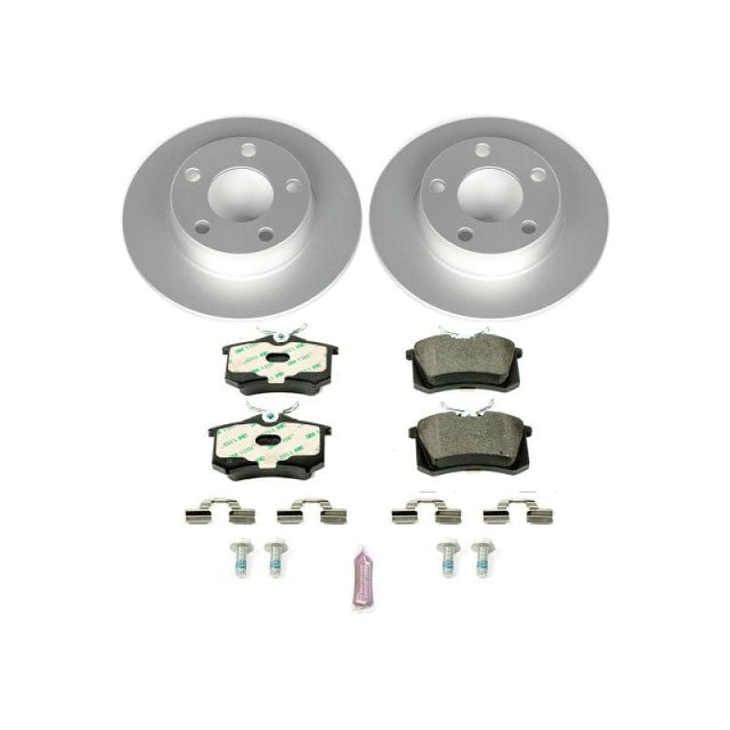 PowerStop — Genuine Geomet Coated Rotors, ECE-R90 Brake Pads + Hardware Kit
