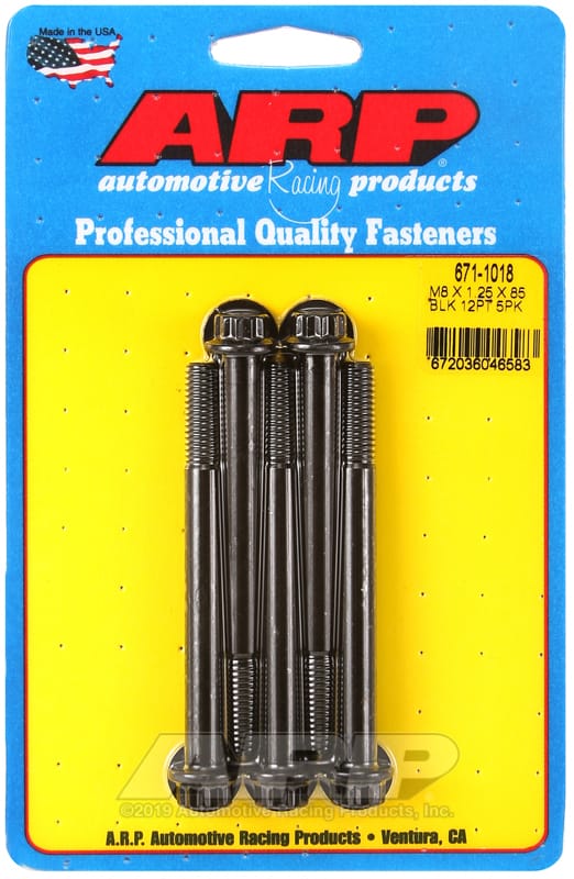 ARP — ARP M8 x 1.25 x 85 12pt Black Oxide Bolts (5/pkg)