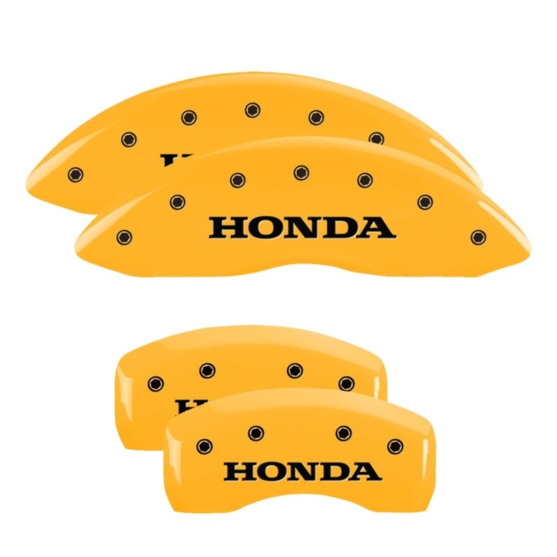 MGP — Set of 4 caliper covers, Engraved Front and Rear: Honda, Yellow powder coat fini