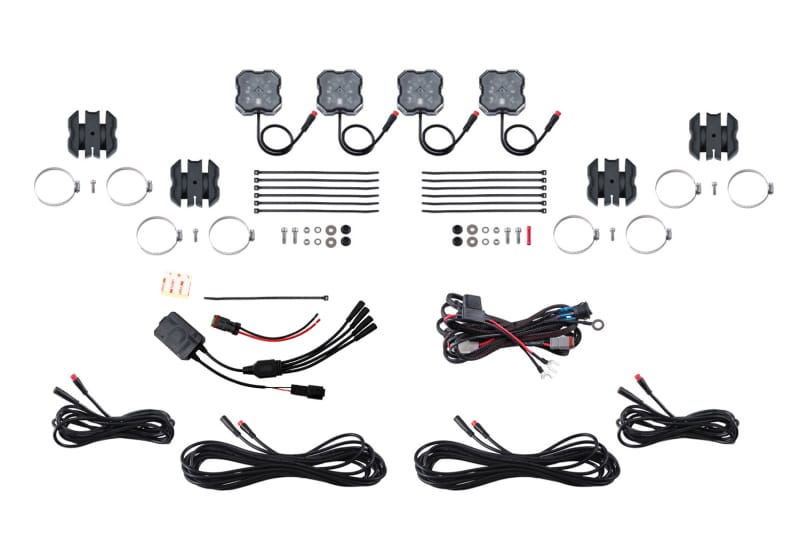 Diode Dynamics — Diode Dynamics Stage Series SXS Rock Light Installer Kit - RGBW M8 w/Controller (4-pack)