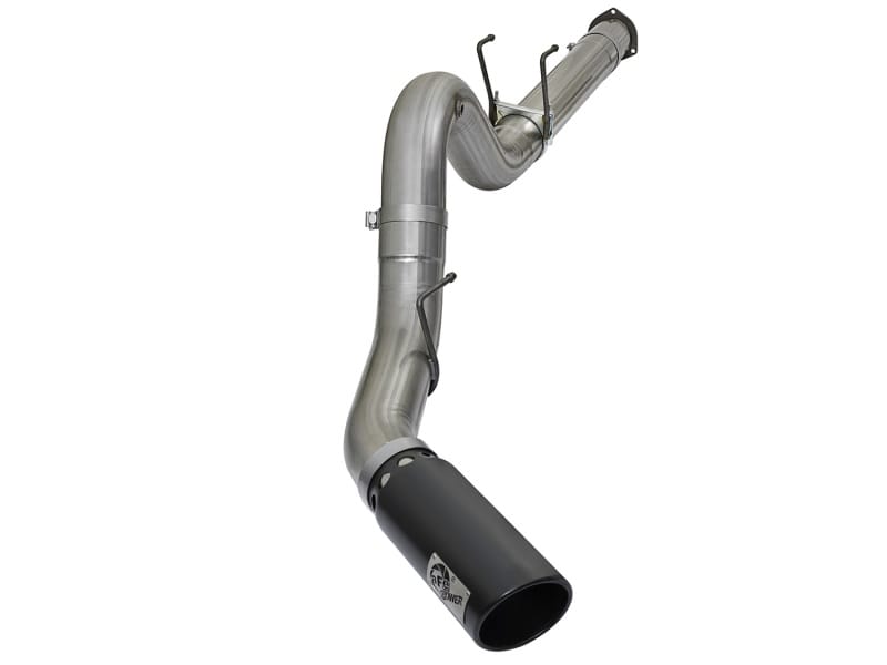 aFe — Large Bore-HD 5 IN 409 Stainless Steel DPF-Back Exhaust System w/Black Tip