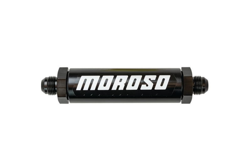 Moroso — Moroso In-Line Fuel Filter - 6.5in -8An - 40 Micron SS Filter - Aluminum