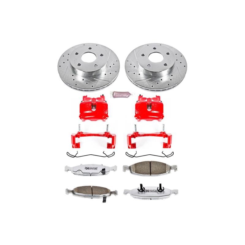 PowerStop — Z26 Street Performance Ceramic Brake Pad, Drilled Slotted Rotor, and Caliper Kit