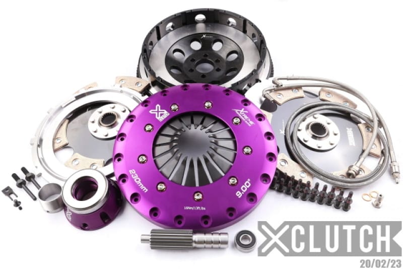 XCLUTCH — Clutch Kit Inc Chromoly Flywheel + HRB; 9" Twin Solid Ceramic Clutch Discs