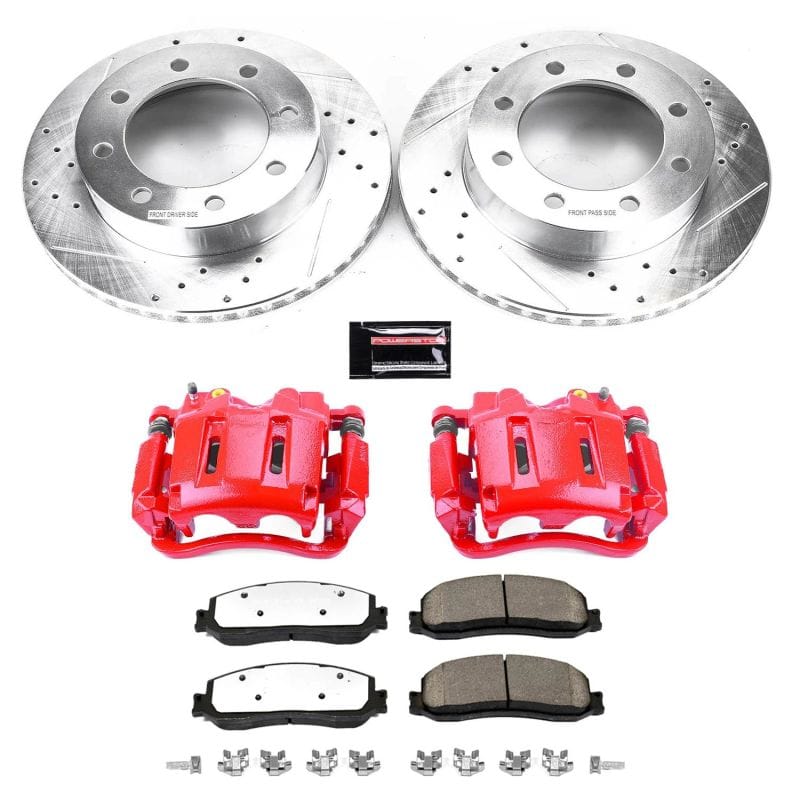 PowerStop — Z36 Truck and SUV Ceramic Brake Pad, Drilled & Slotted Rotor, and Caliper Kit