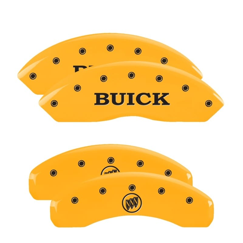 MGP — Set of 4 caliper covers, Engraved Front: Buick - Engraved Rear: Buick Shield, Ye