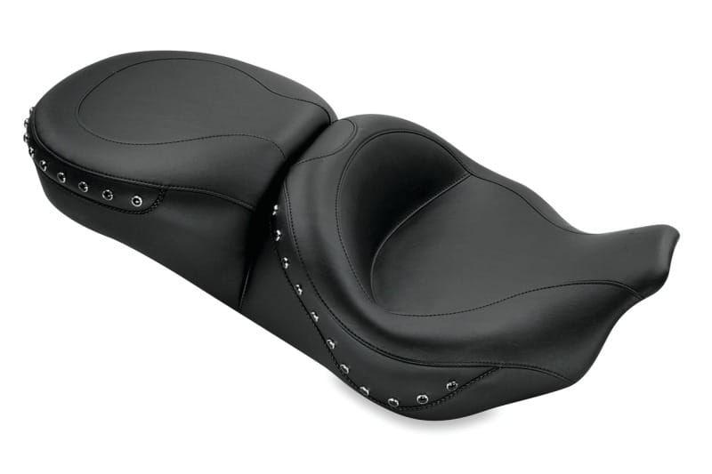 Mustang Motorcycle — Mustang 08-21 Electra Glide,Rd Glide,Rd King,Str Glide Touring 1PC Seat w/ Blk Pearl Studs - Black