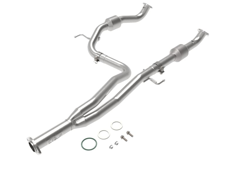 aFe — Twisted Steel Y-Pipe 2-1/4 to 2-1/2 IN 409 Stainless Steel w/ Cat