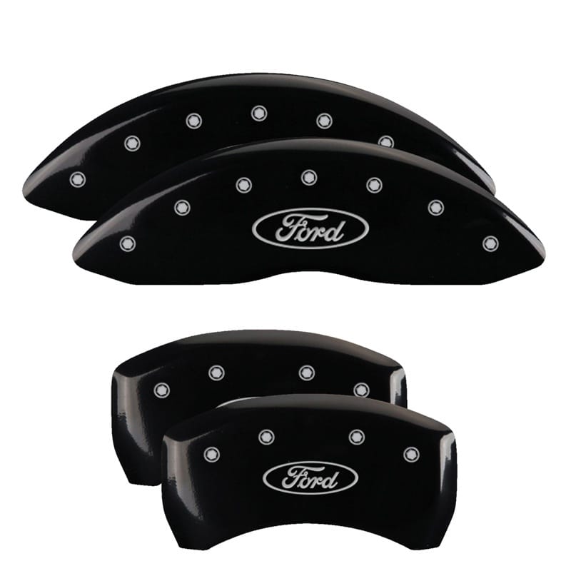 MGP — Set of 4 caliper covers, Engraved Front and Rear: Oval logo/Ford, Black powder c