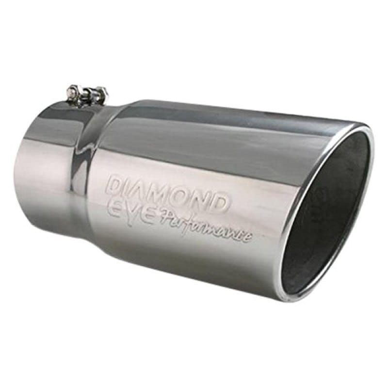 Diamond Eye Performance — 5" INLET X 6" OUTLET X 12" LONG BOLT ON ANGLE CUT STAINLESS STEEL EXHAUST TIP
